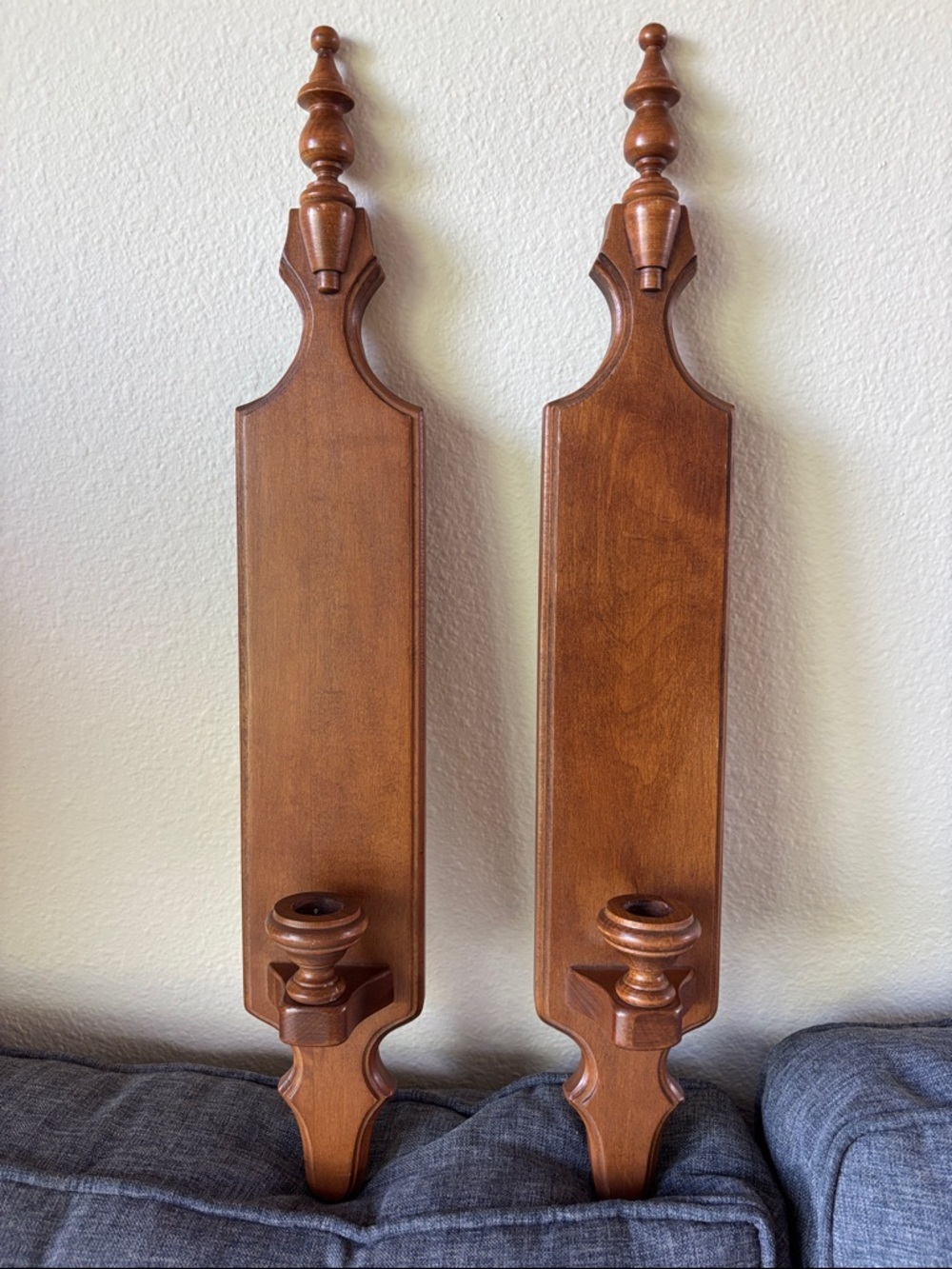 Vintage MCM Tell City Wood Wall‎ Candle Holders Sconces Mid Century Modern Set